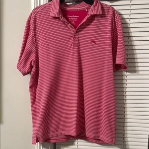 Tommy Bahama Men's Pink Striped Polo Shirt